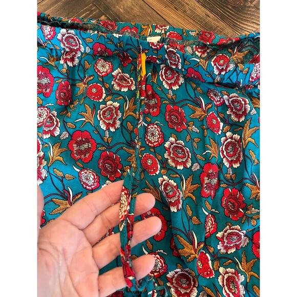 Boho Western Cottage Floral Tiered Broom Skirt Women Large Light Southwestern - Picture 6 of 6